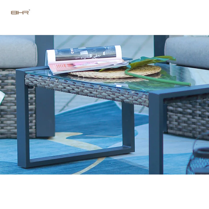 BHR leisure courtyard park home bar rattan wicker set garden sofa set corner  furniture  waterproof cushions