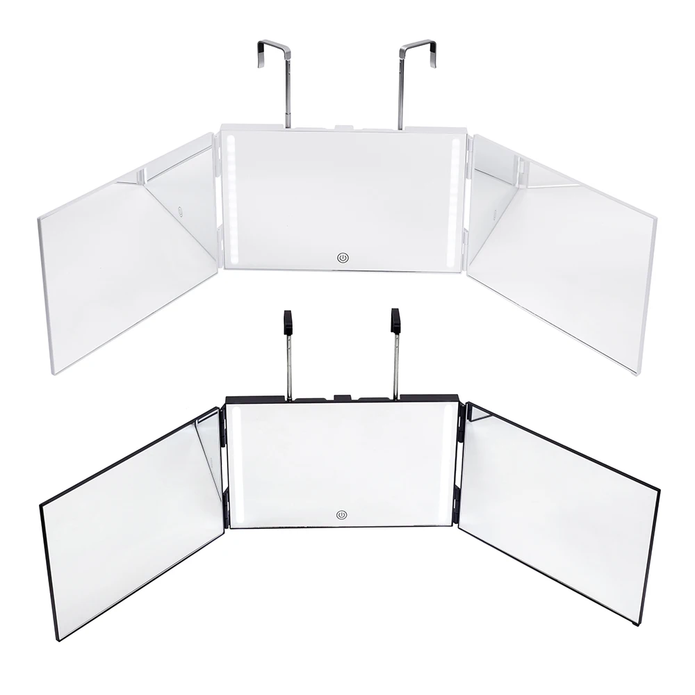 Retractable and Adjustable Led Cosmetic Mirror Portable Self Barber Hanging Three