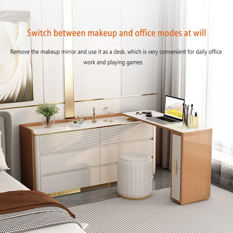 Simple Design Bedroom Furniture Vanity Dressing Table With LED Light Mirror