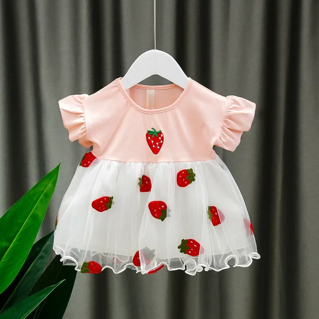 Wholesale baby dress new summer fashion short sleeves princess dress casual dress for baby girls