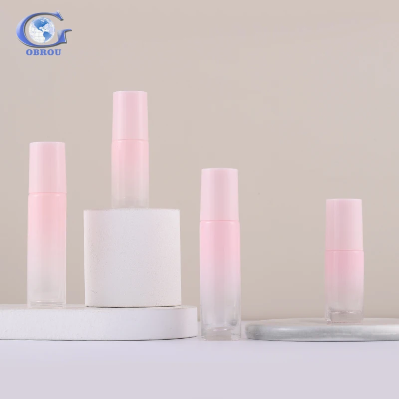 5ml 10ml 20ml 30ml 50ml 100ml 40zs serum gradient pink color essential oil dropper bottle glass cosmetic jar roller pump bottles