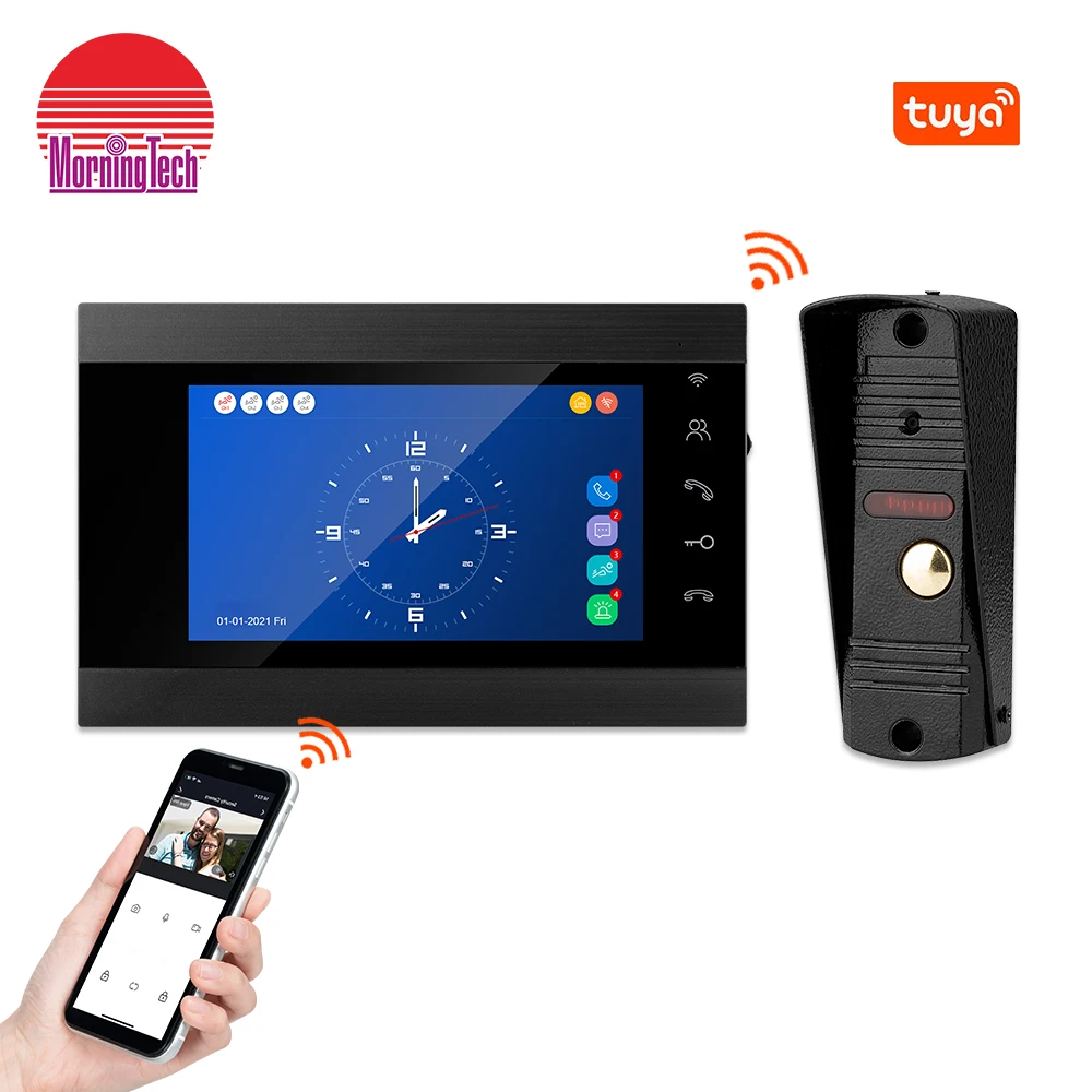 7 inch memory video door phone intercom system for home security remote control via app