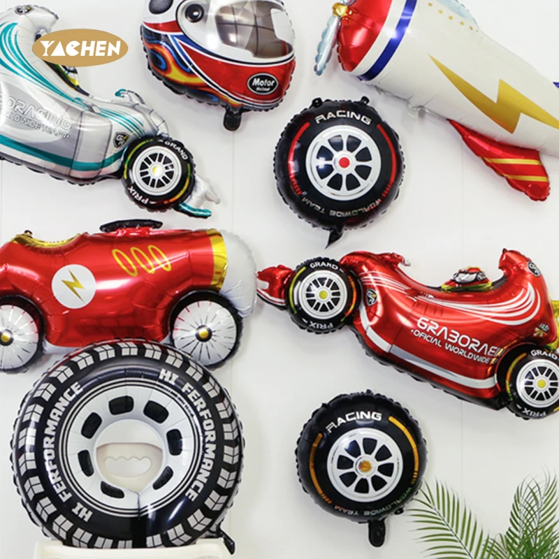 Yachen Wholesale Mylar Foil Motor Racing Helmet Balloons for Men Boys Race Car Theme Birthday Party Decorations Supplies