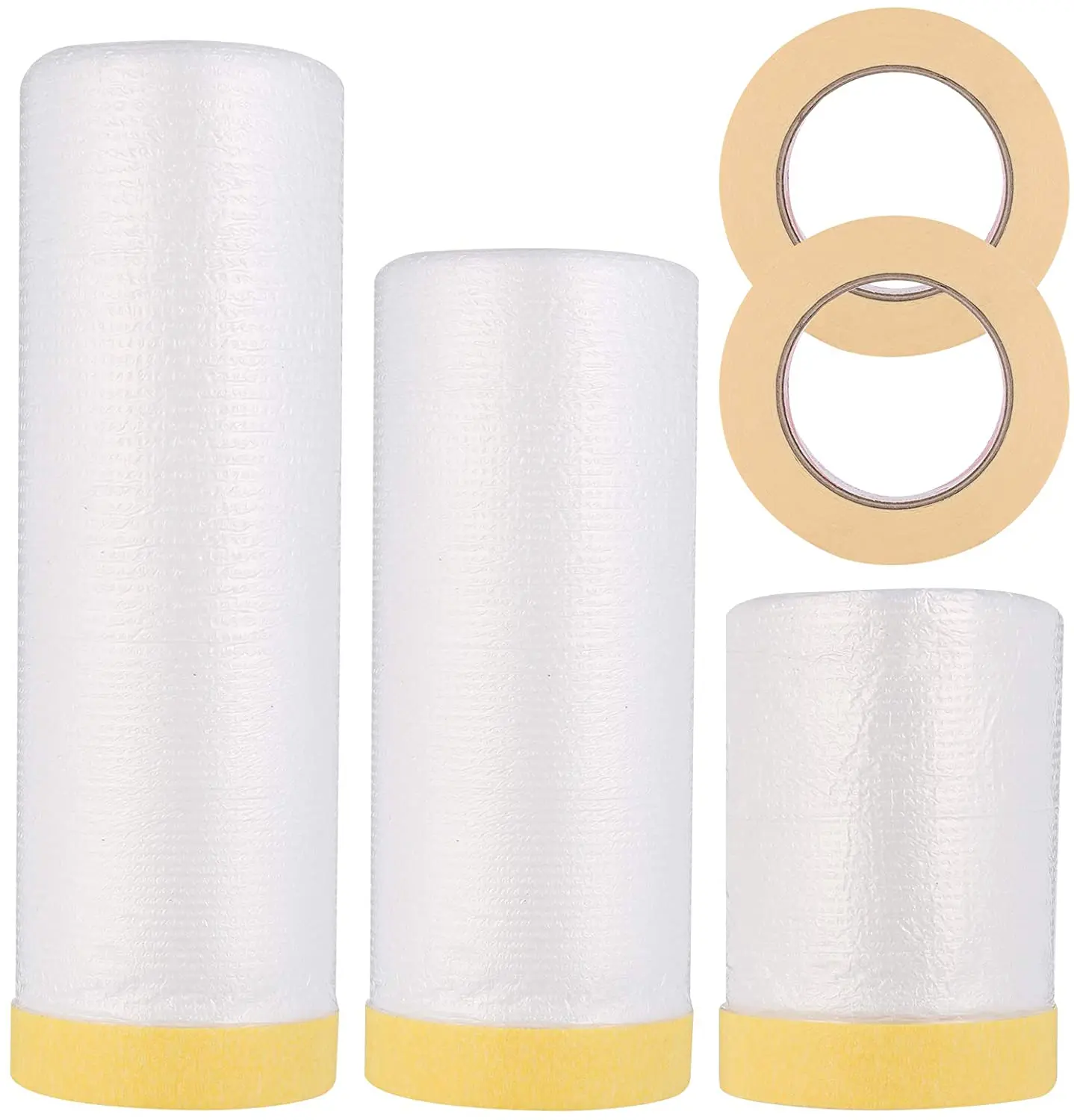 Pre-taped Painter Painting Decoration Light Weight Plastic Masking Film with Tape Roll for Car