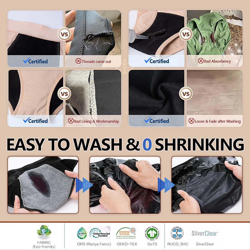 4 Layers Lace Sexy No PFAS Bamboo Culotte Menstruelle Colorful Leakproof Biodegradable ECO Period Underwear Menstrual Panties