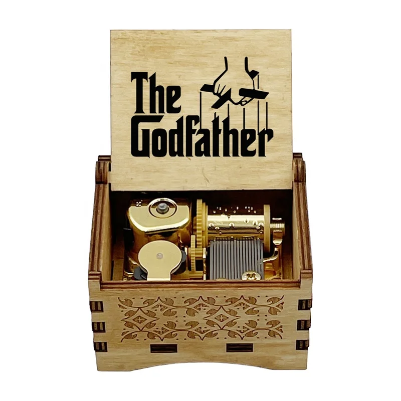 2022 Wooden the godfather music box automatic wind up square Box Toy wholesale Kids  Birthday Gift Party home decoration 30