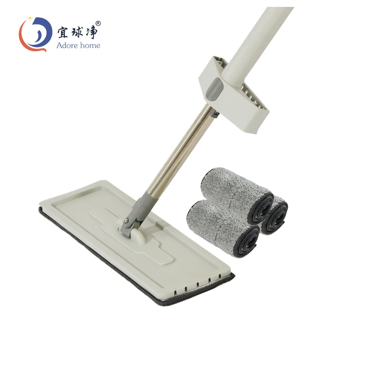 Hand-free Microfiber flat mop wet and dry floor cleaning  rotary mop sliding wash deck mop