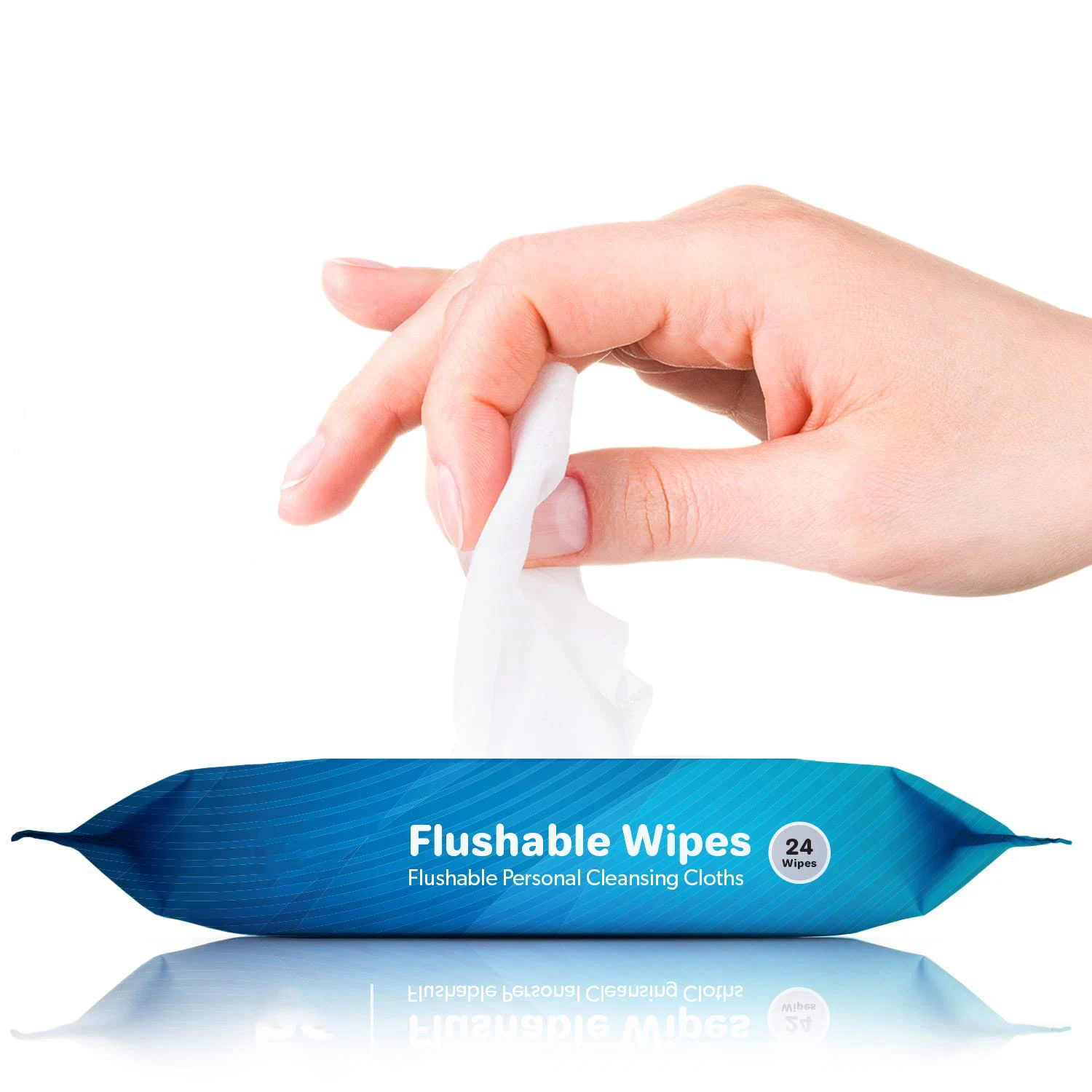 24 Wipes Natural Plant Based Anti-bacterial Single Flushable Wet Wipes For Sensitive Skin