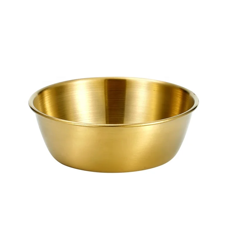 Korean Style 304 Stainless Steel Rice Wine Bowl Golden/Silver Restaurant Ramen Snack Sauce Bowl