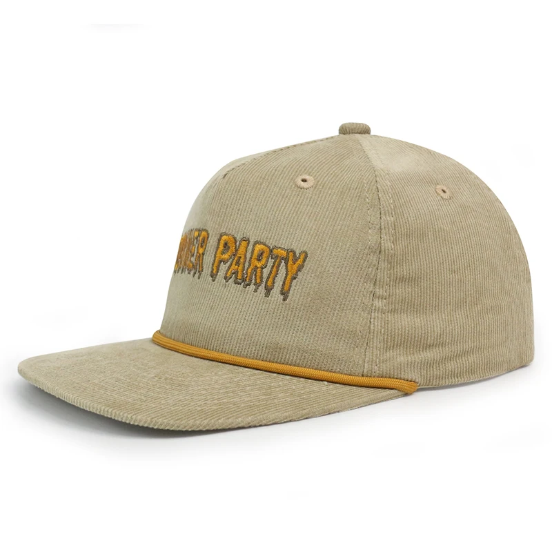 HS24 Low crown custom soft top soccer golf club team snapback corduroy nylon rope trucker golf hat with custom logo low profile
