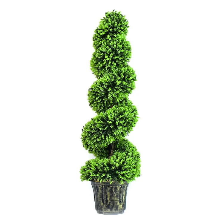 Artificial Topiary Plant Spiral Boxwood Tree Large Pots Hot Selling High Simulation Plastic for Outdoor Plants Green Ornaments