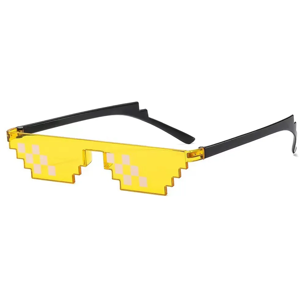 Pink Blue Yellow Black Cosplay Funny Pixel Thug Life Party Glasses Mosaic Sunglasses for Men Women