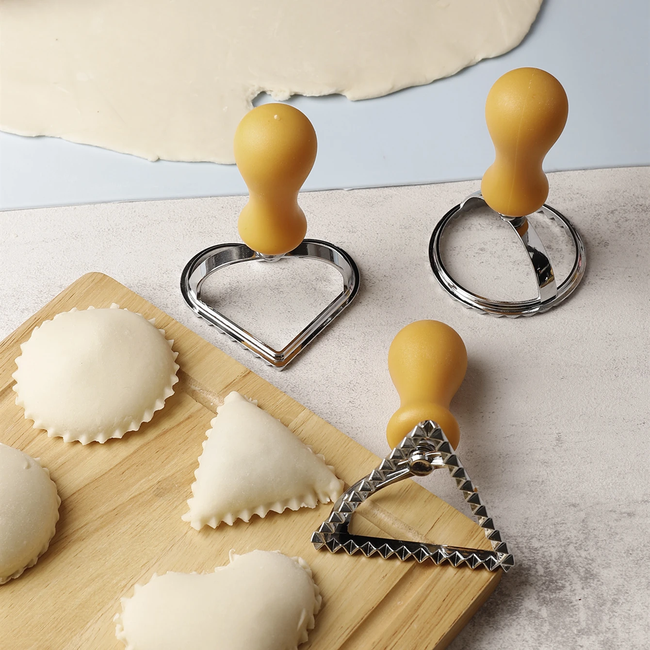 3 pcs stainless steel dumpling mold food grade non stick round triangle heart shape dumpling maker
