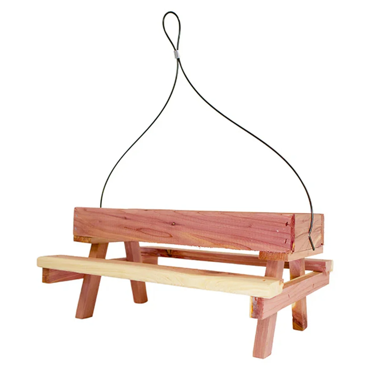 WILDMX Handmade Outdoor Natural Garden Hanging Bird Feeder  Cedar Picnic Table Feeder