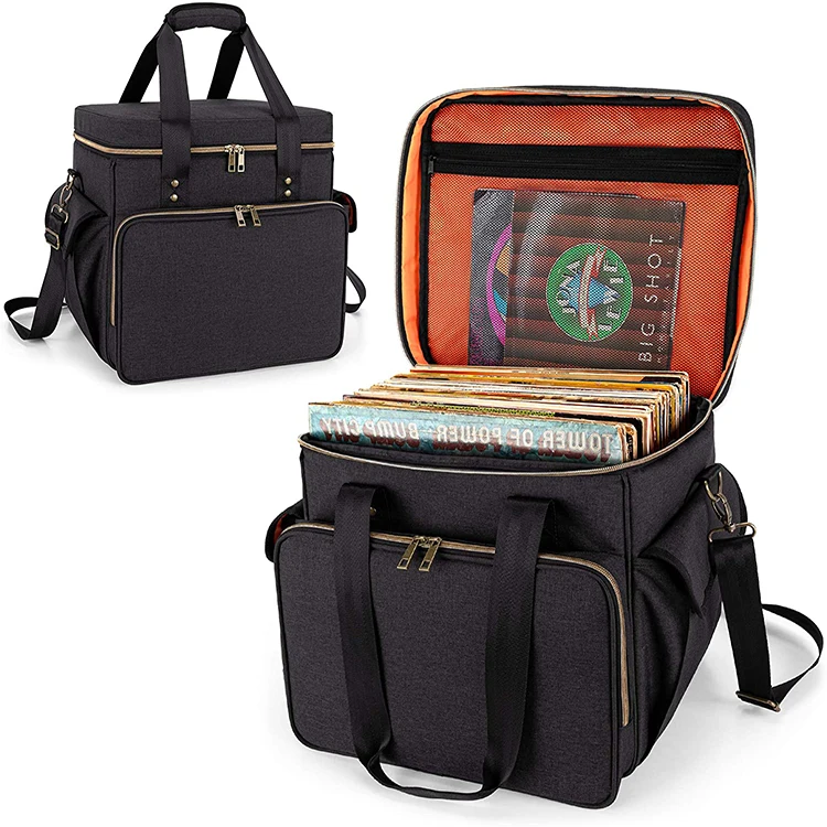 High Design Large Capacity Vinyl Record Storage Bag Albums Carrying Bag With Dividers