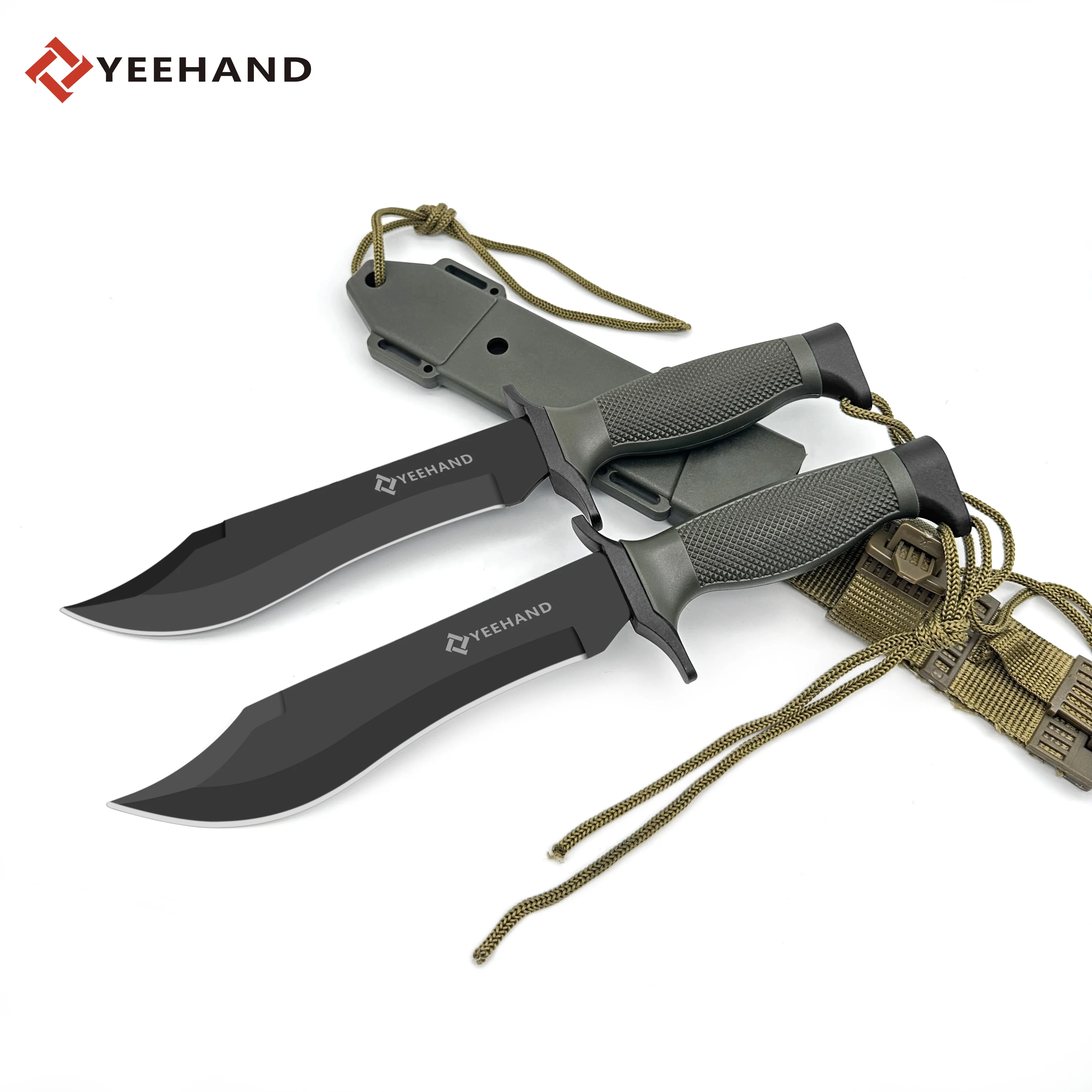 Hot sale oem survival fixed blade knives green handle self defence knife hunting knife fixed blade