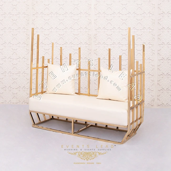 Новый диван для продажи невесты и жениха Золотой комнатная Роскошная Свадебная мебель диван из нержавеющей стали