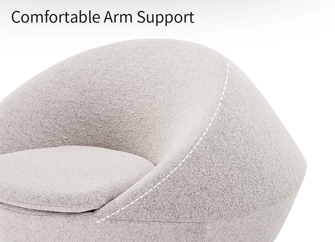 Wholesale Nordic Living Room Hotel Fabric Comfortable Upholstered White Accent Relaxing Round Lounge Single Sofa Leisure Chair