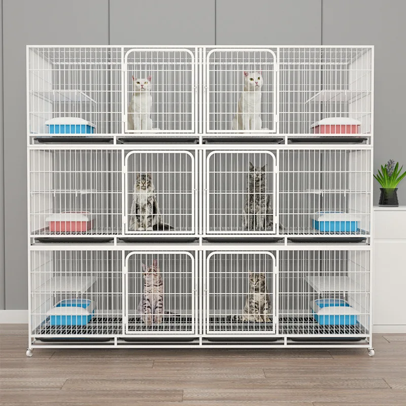 3 layer Dog Cat Display Cage Bottom Tray Steel Wire Square Tube Door Animal Pigeon Rabbit Breeding Cage Pet Cages