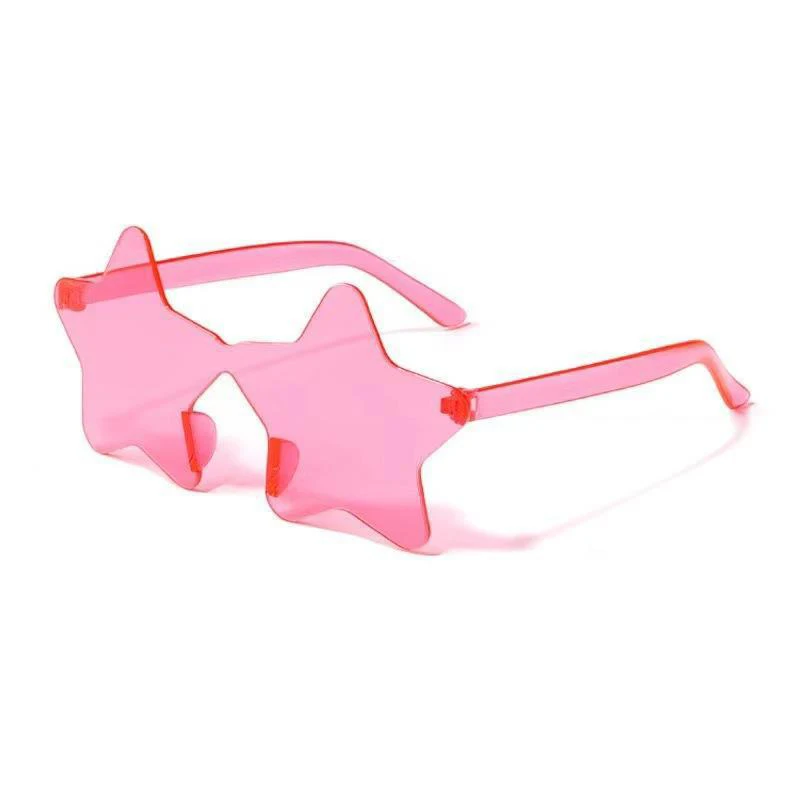 Star Shape Sun Glasses Light Funny Pentagram Candy One Piece Eyewear Multi Colors Decoration Party Rimless Sunglasses