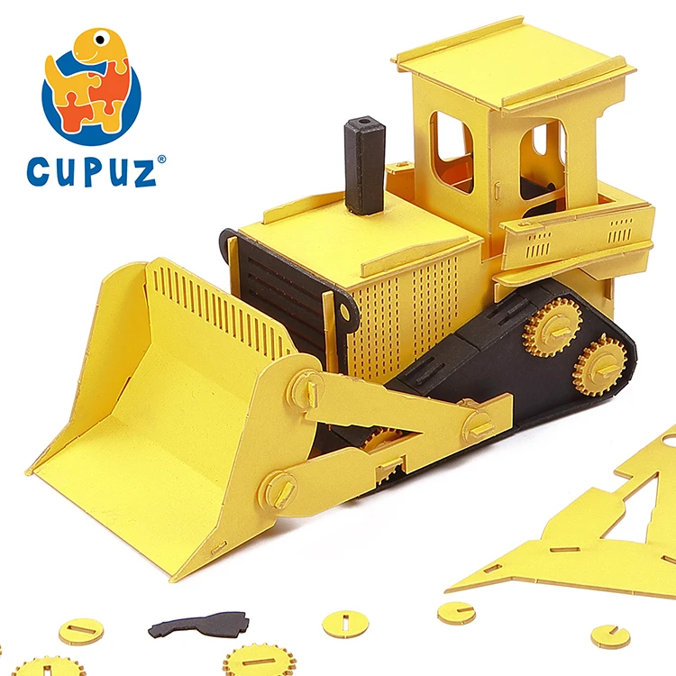 
Laser cut Bulldozer toy 3d paper model diy paper bus toy 
