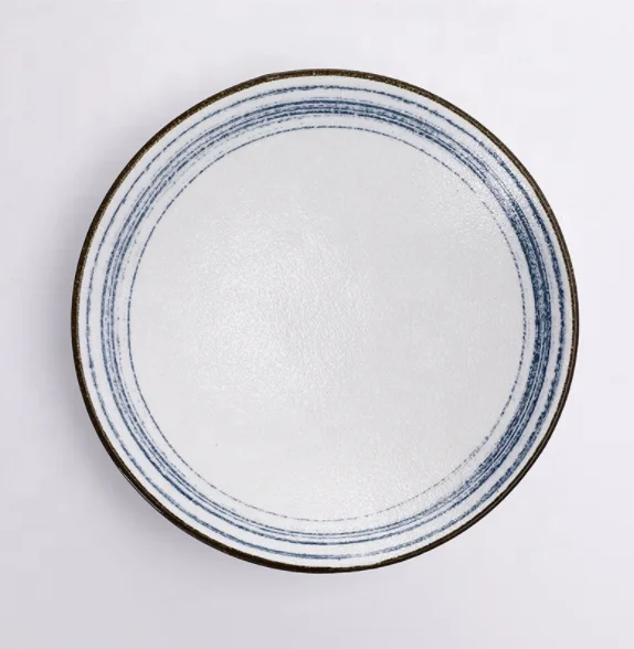 Simple Japanese-style tableware hotel restaurant hand-painted display decoration dessert salad ceramic plate