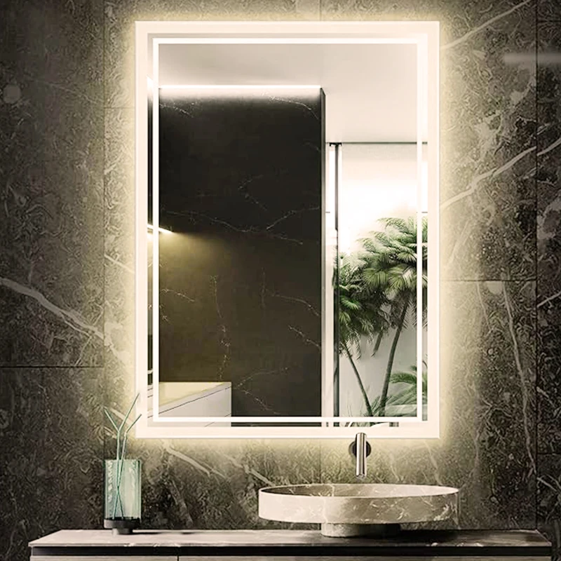 Factory light mirrors hotel full UL cUL CE CCT 3000k-6000k 48*36/60*36 inch Touch switch dimmer defogger led bathroom mirror