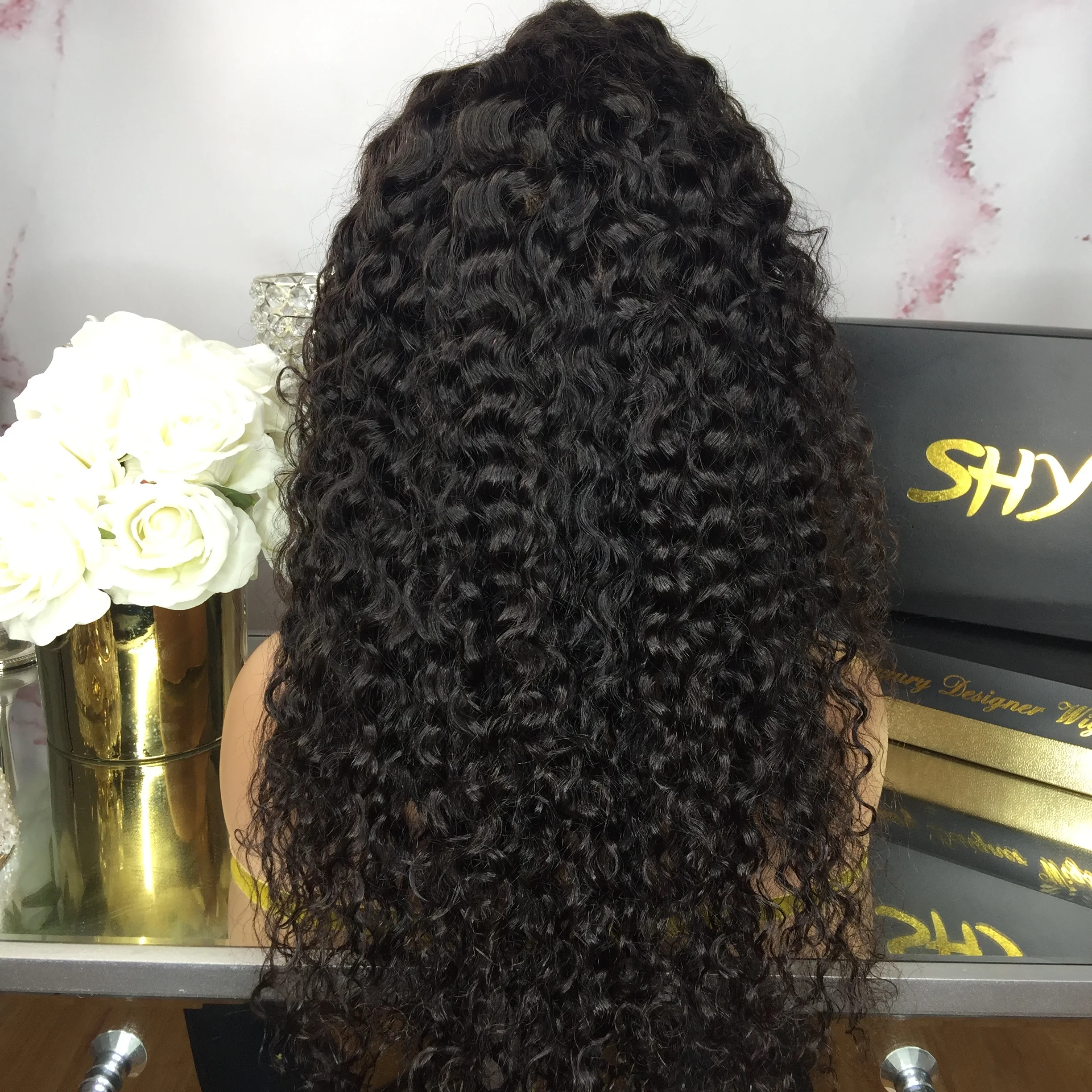 Wholesale Price 150% Density Water Wave 100Human Hair Wigs Brazilian Hair Lace Front Wig With Preplucked Nature Color Left Part