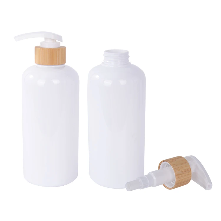 Luxury Transparent Bamboo Pump Empty Shampoo Shower Bottles For Body