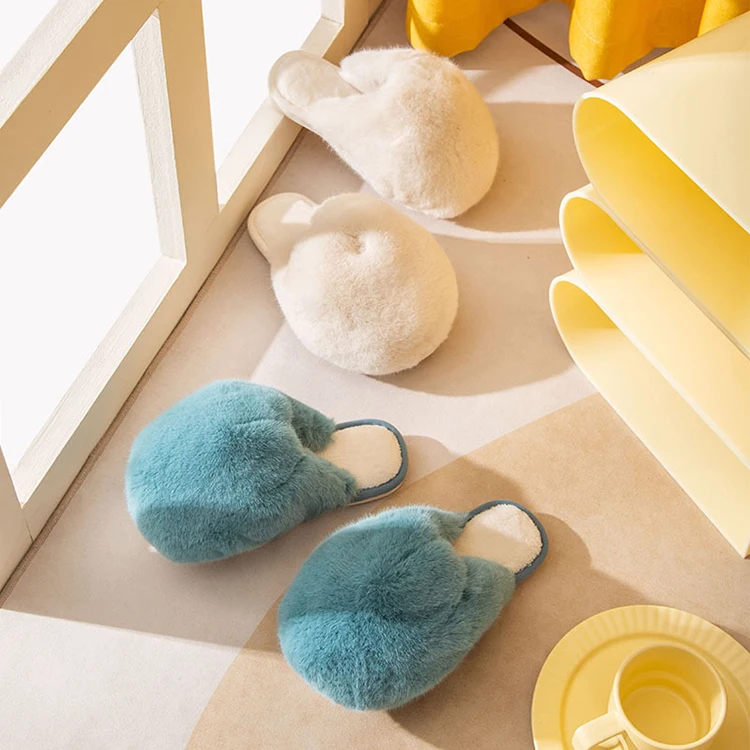 New Fashion Hot Selling Girl Style Cute Cat Paw Pattern Indoor Winter Warm Soft Furry Fur Slippers