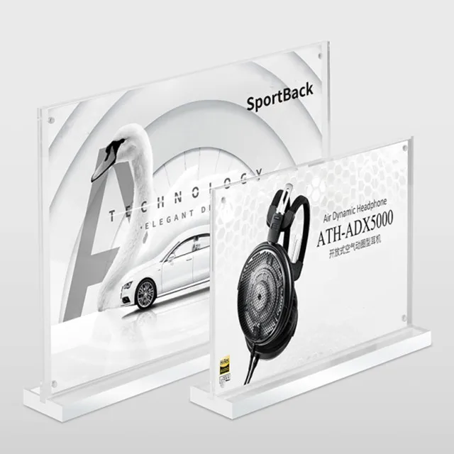 Strong Magnetic Acrylic Display Stand Clear Plastic Table Card Display Upright Photo Picture Portrait Frame