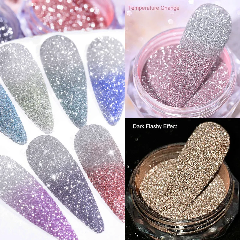 Nail Supplies Diamond Light Reflective Mermaid Aurora Pigment Shining Temperature Variable Explosive Diamond Nail Powder