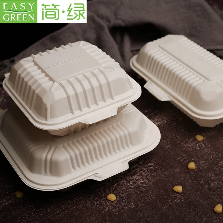 Easy Green Biodegradable Disposable Restaurant Takeout Cornstarch 3 Compartment Food Container
