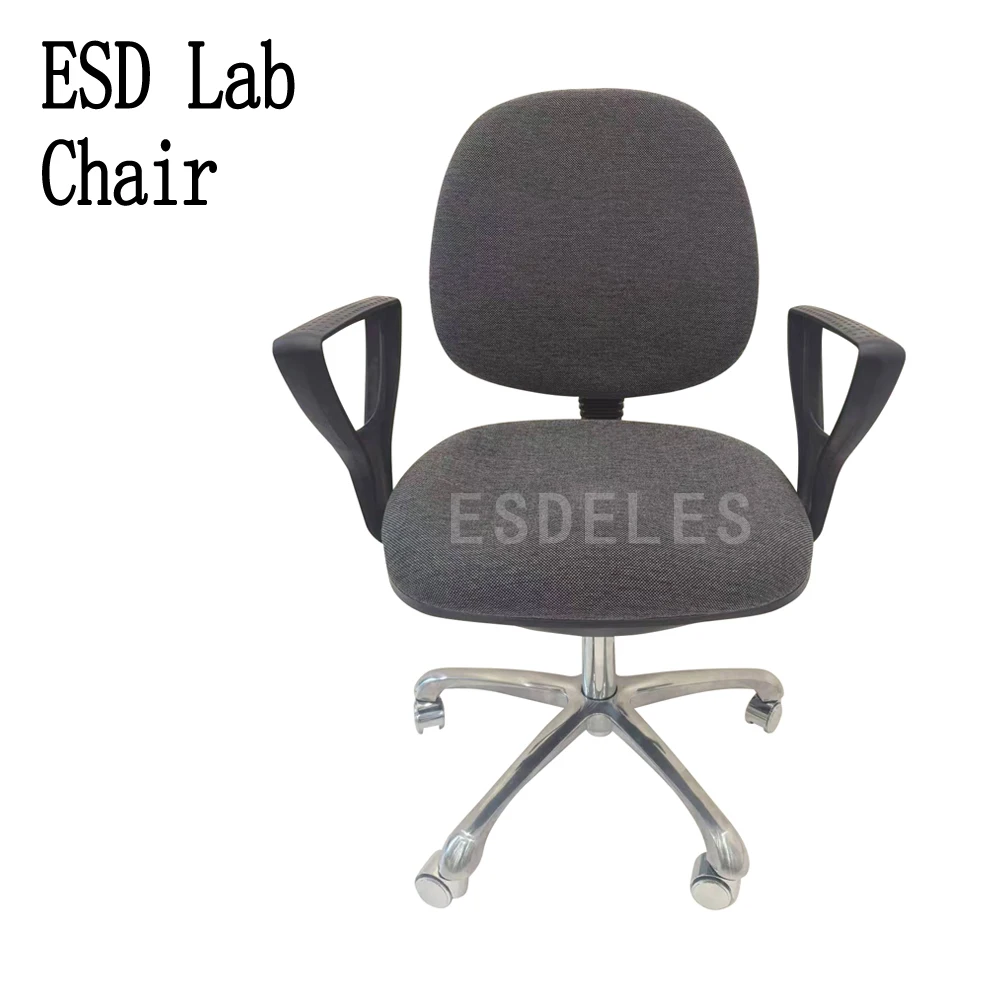 ESDELES Fabric ESD Lab Aluminum for Laboratory  School Office Durable Swivel Chair rotate lift esd fabric chair with arm rest
