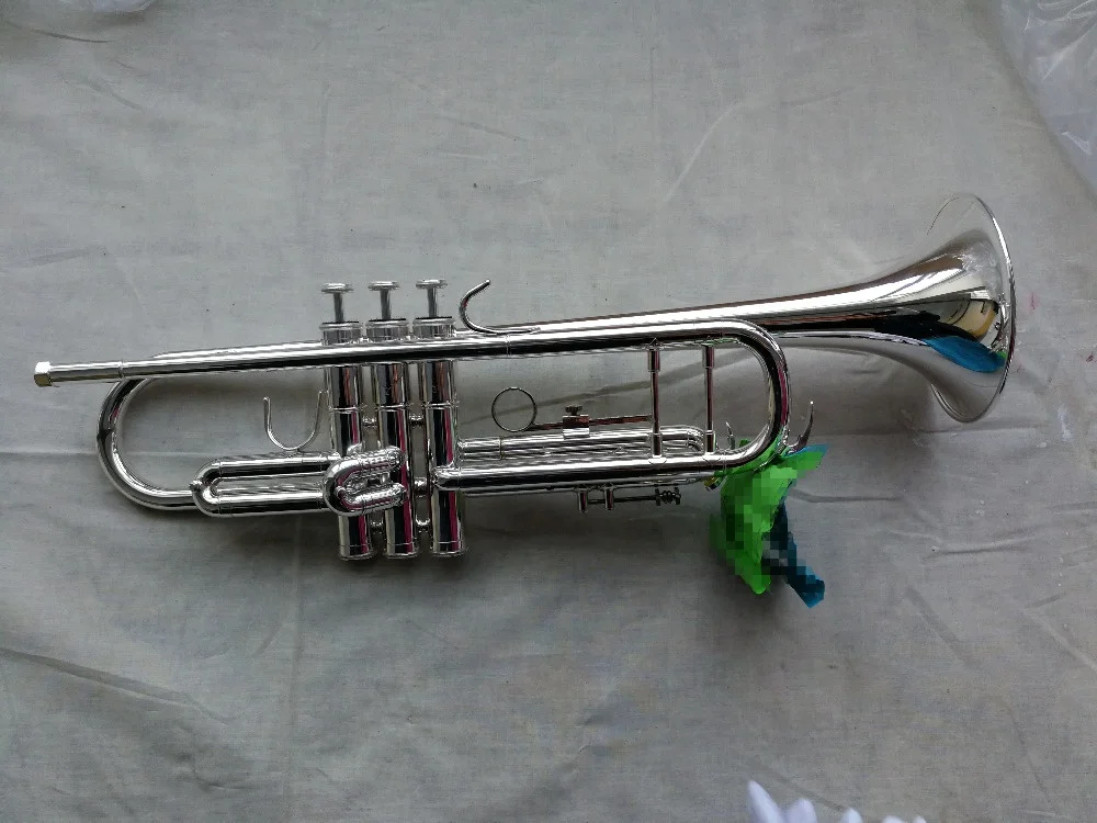 High grade musical instrument Gold Lacquer / Silver plated Bb key Trumpet with yellow brass leadpipe (JTR-270)