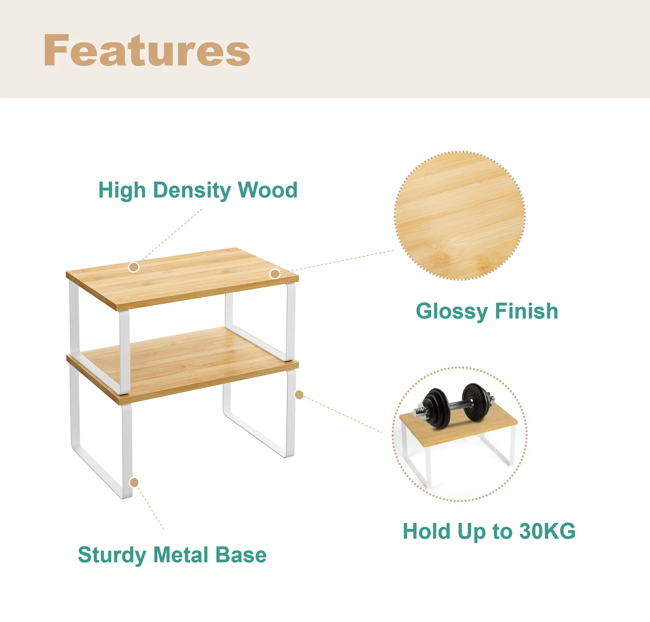 Space Saving Kitchen Cabinet Organizer Shelf Counter Organizer Stackable Shelves 2 Pack