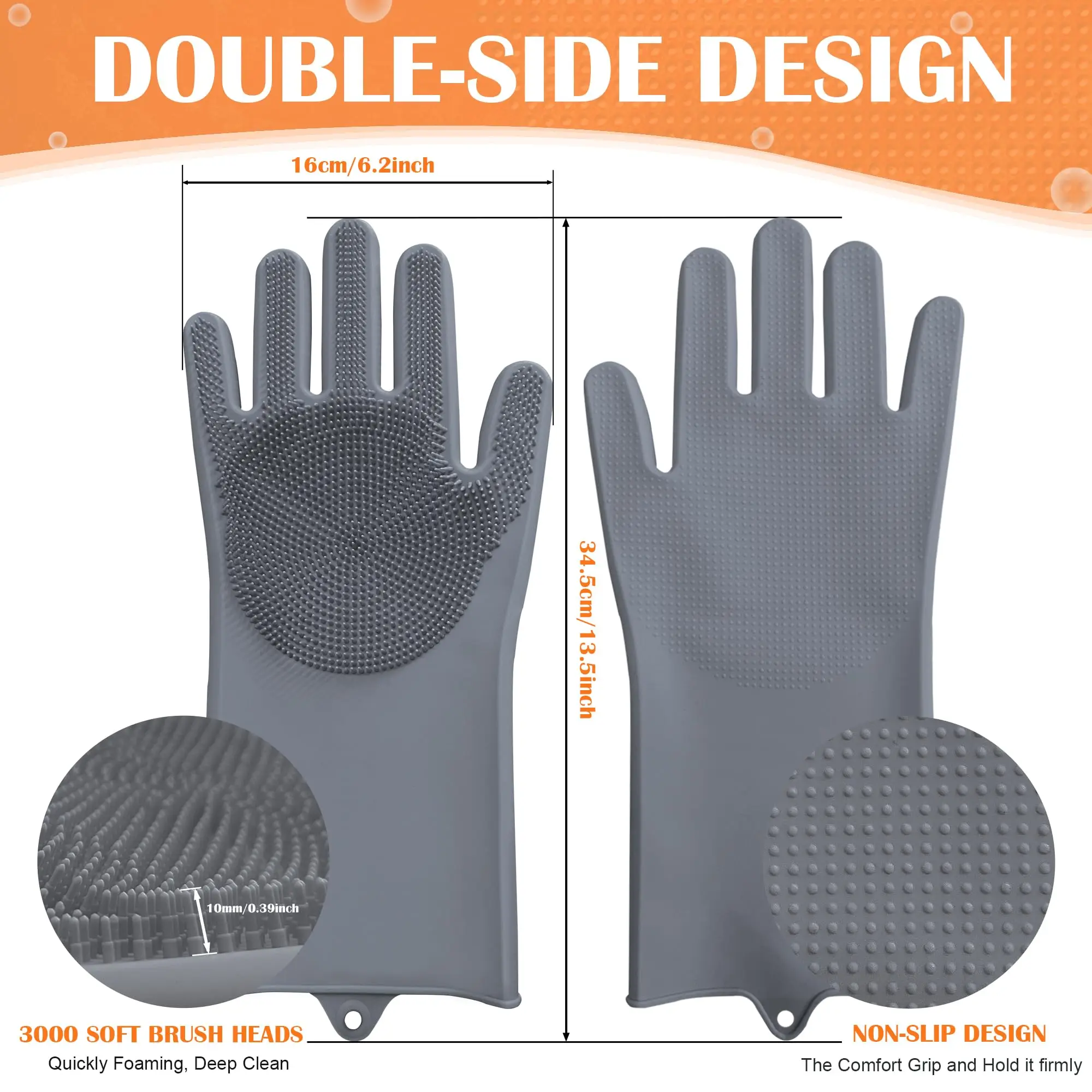 Pet Grooming and Bathing Gloves with Soft Silicone Bristles