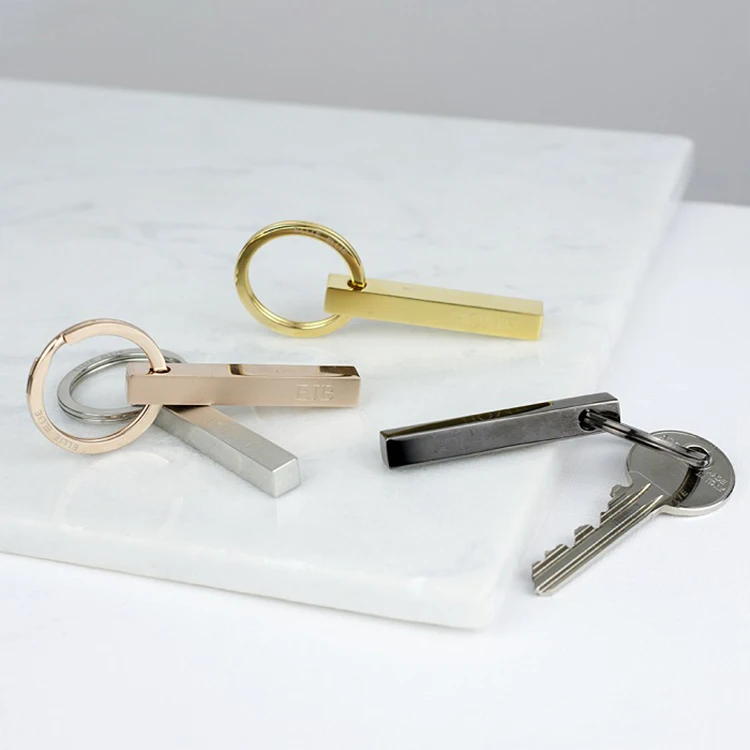 
Custom engraved personalized key chain stainless steel 3D bar keychain 