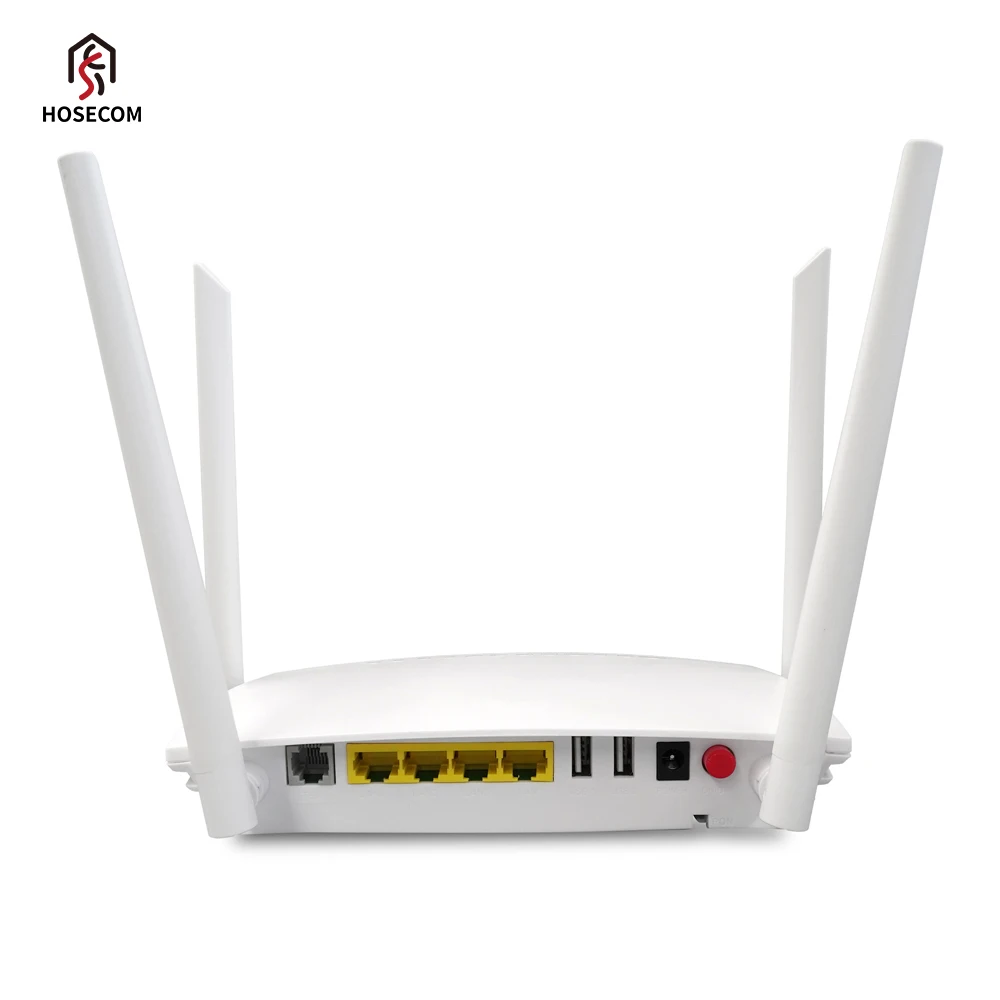 FTTH Fiber GPon ONU Dual Band 2.4G 5G AC1200 Wifi5 4GE Ports 2 USB 2.0 VoIP Fiber Modem Router XPon GEPon