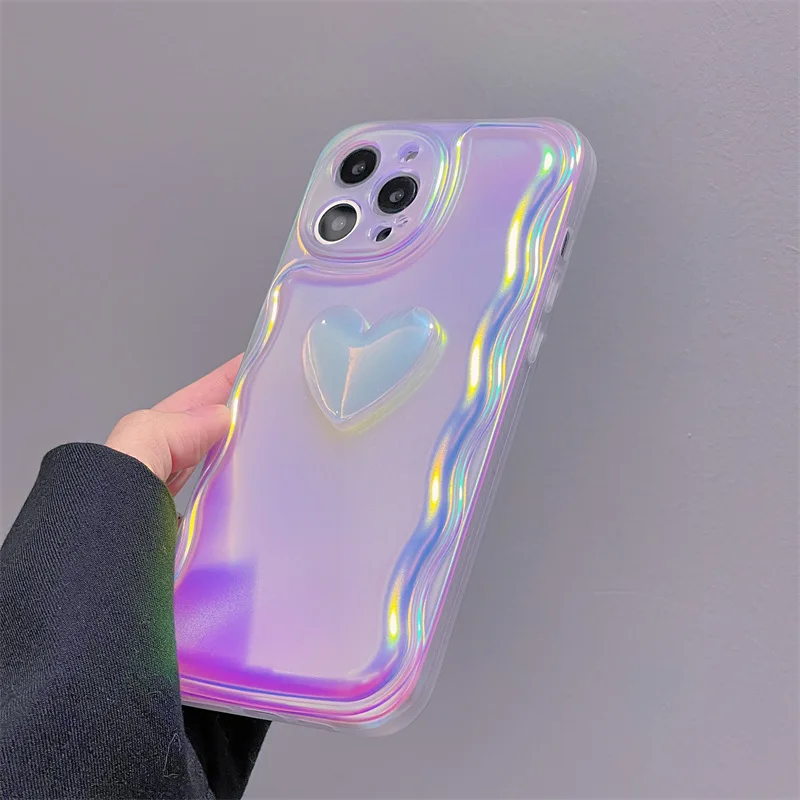 Simple 3d Laser Love For iPhone 15 Pro Max 14 plus Sublimation Blank Of Phone Case For IPhone 11 New 13 pro 12 shockproof Cases
