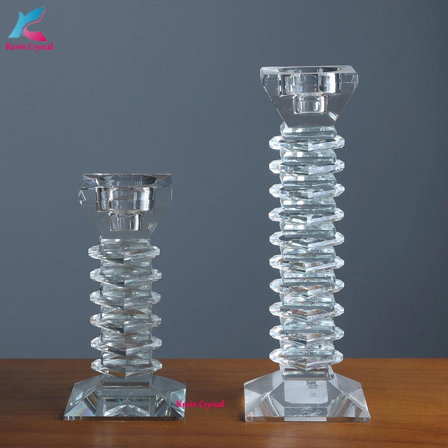 modern custom crystal candle holder glass candelabra for holiday decoration