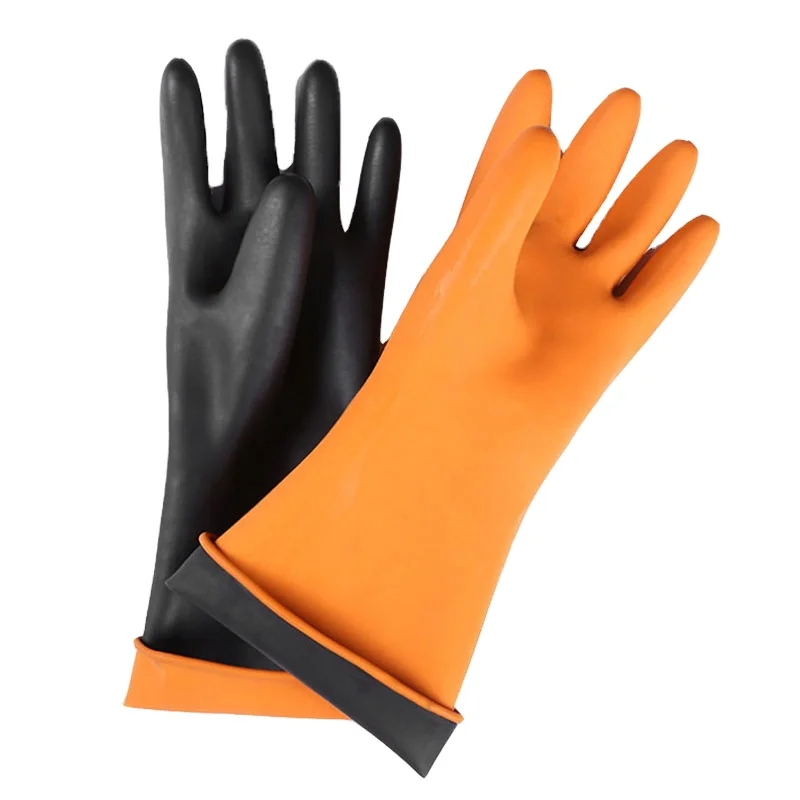 Black industrial 45cm gloves labor protection acid and alkali resistant latex rubber gloves