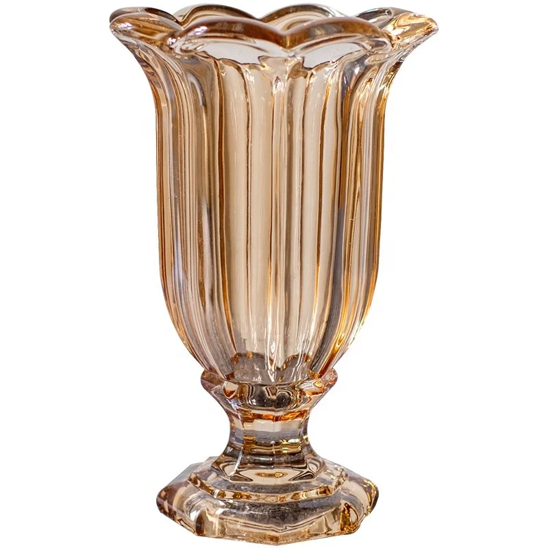Glass Vase Decor European-Style Crystal Glass Flower Vase Luxury Vase for Flowers Decoration in High-end Living Room Porch