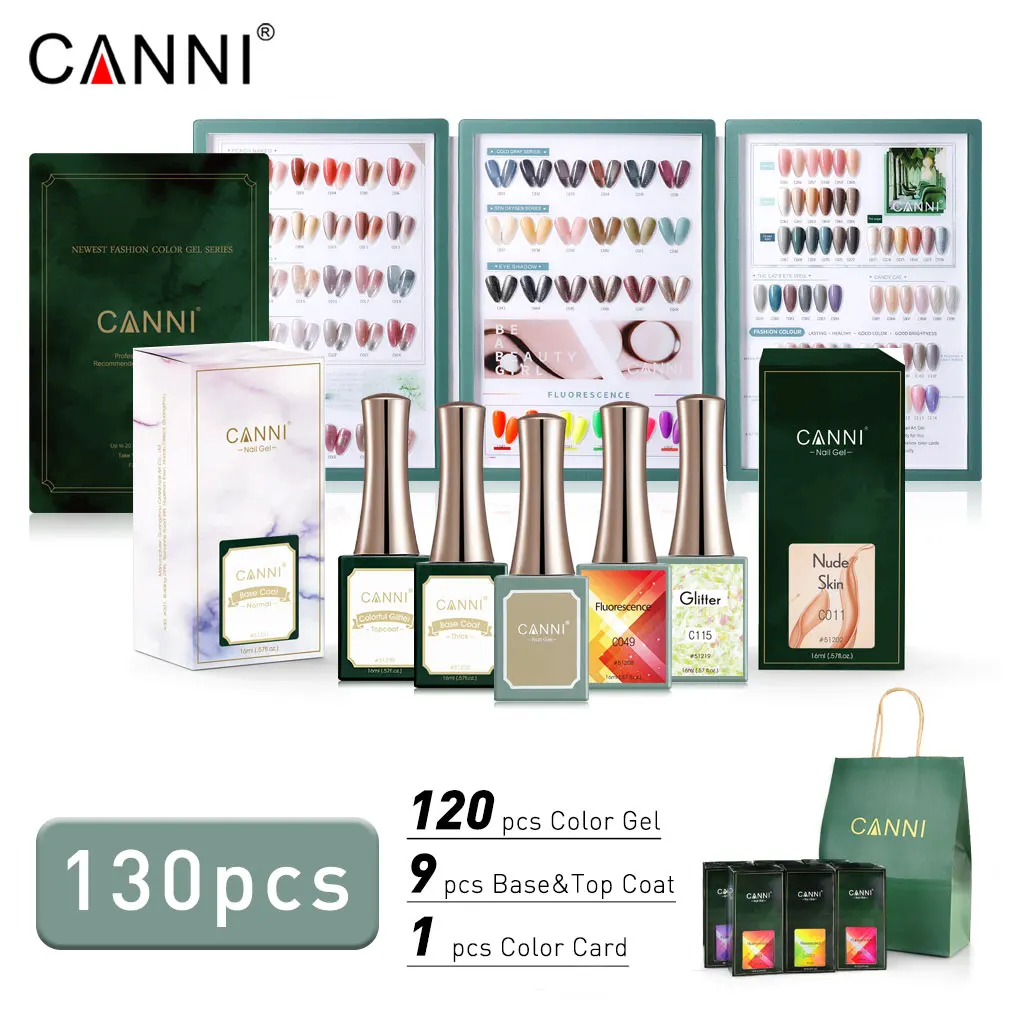 CANNI 2022 UV NAIL GEL POLISH SET 130pcs wholeset UV&LED gel nail polish KIT 1&2 Newest Colors Factory OEM Price