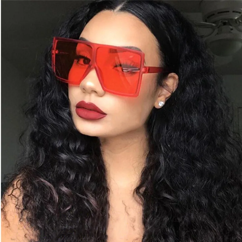 
2020 Oversized Square Sunglasses Women New Luxury Brand Trendy Flat Top Red Blue Clear Lens Vintage Men Gradient Shades GD17059 