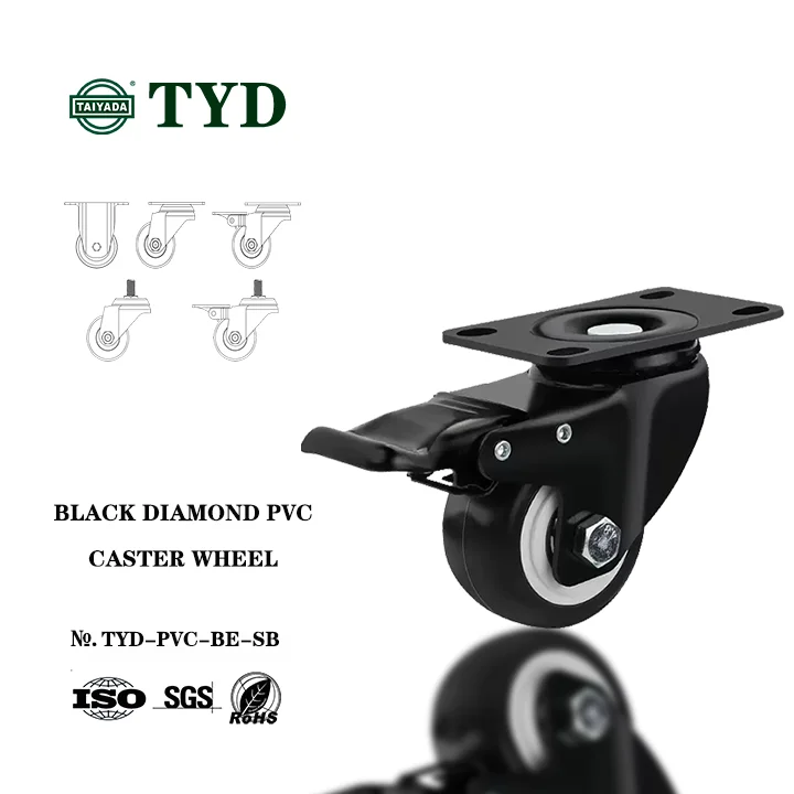 Вращающийся ролик для мебели, колесо 50 мм, ролик из ПВХ/ПУ/ТПР с тормозом