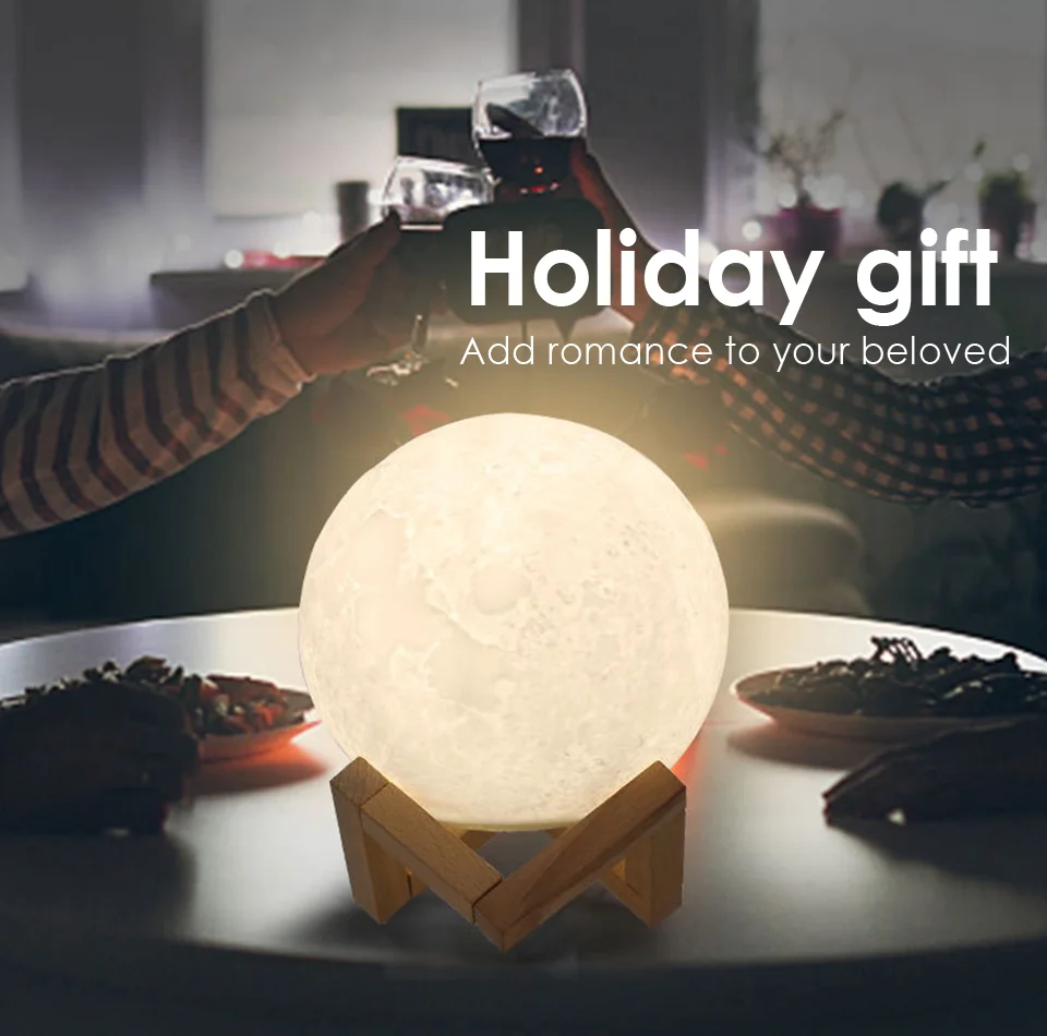  Amazon горячие продажи 3D принт лунный свет Светодиодные лампы Луна настольная лампа 15 см 16 видов цветов с регулируемой яркостью пульт дистанционного управления Сенсорный