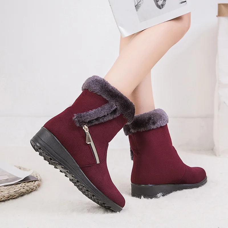 Зимние ботинки, женская водонепроницаемая обувь, женские ботинки, теплые зимние водонепроницаемые ботинки для мам на толстом плюше, женские ботильоны