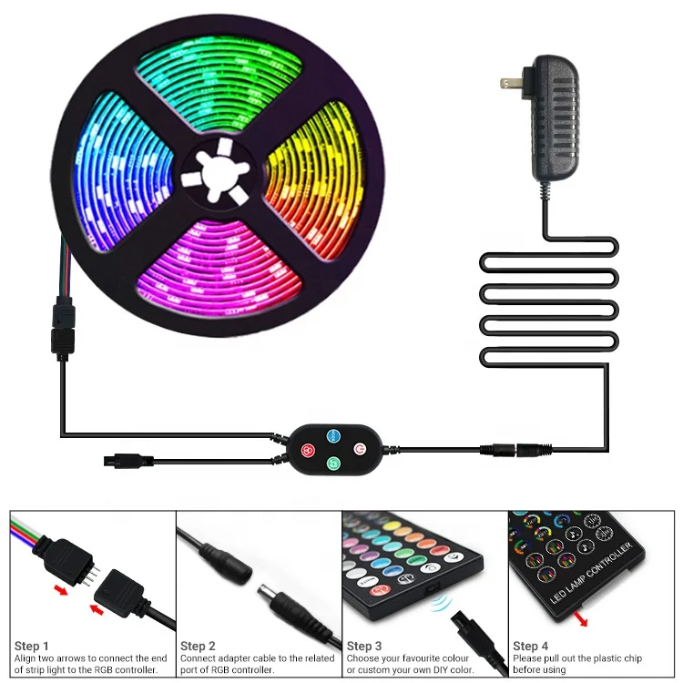
LED Strip Light 5M 5050 RGB SMD LED Waterproof Blue LED Strip Light Color Changing LED Strip Lights With Remote Controller 