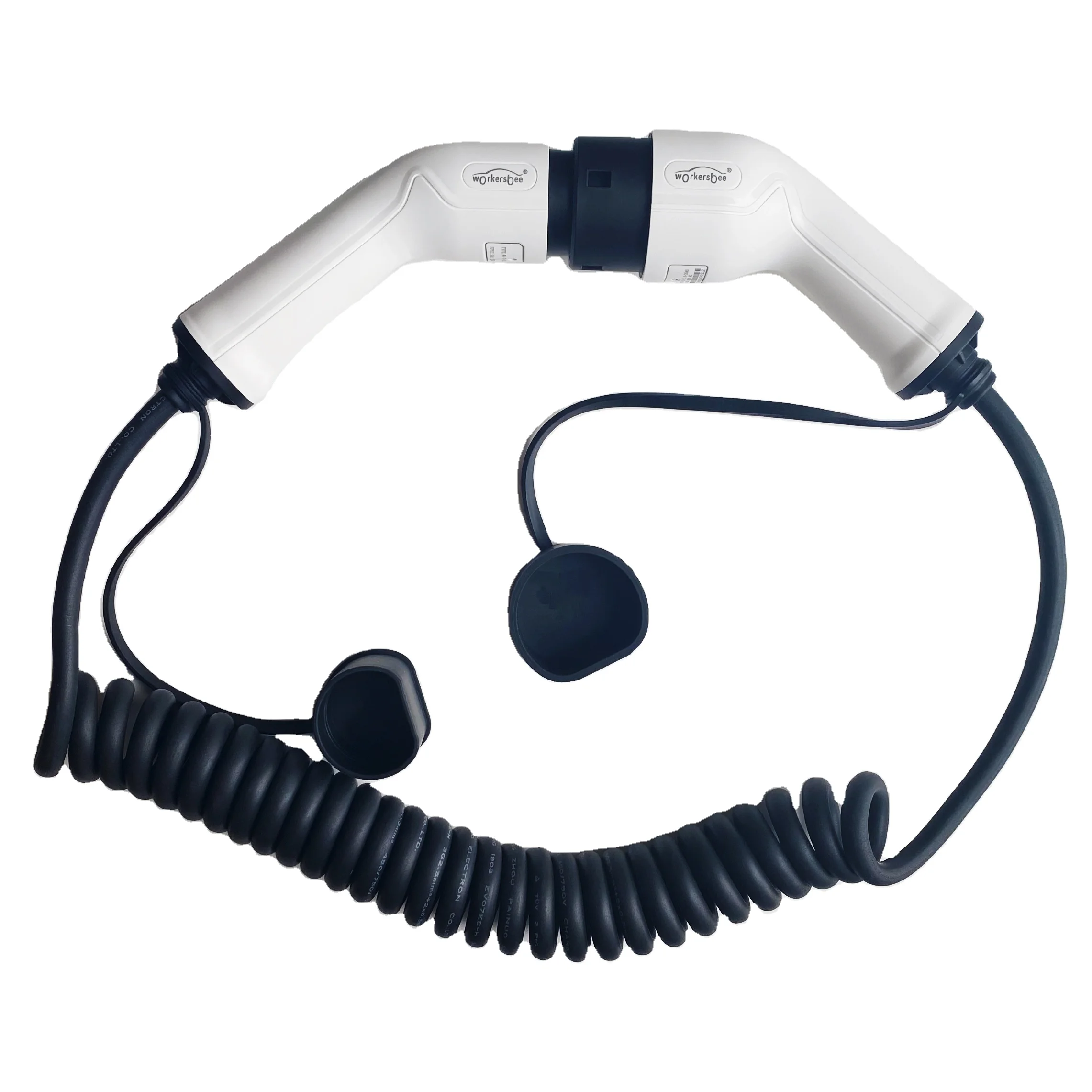 32A 250V Type 2 to Type 2  Coiled EV Charging Cable IEC 62196 Type 2 Coiled EV Cable